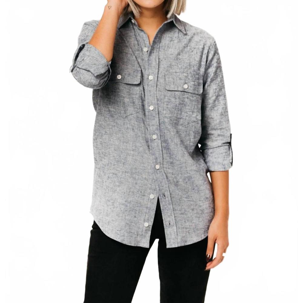 NEW EMILY PHILLIPS chambray shirt in blue